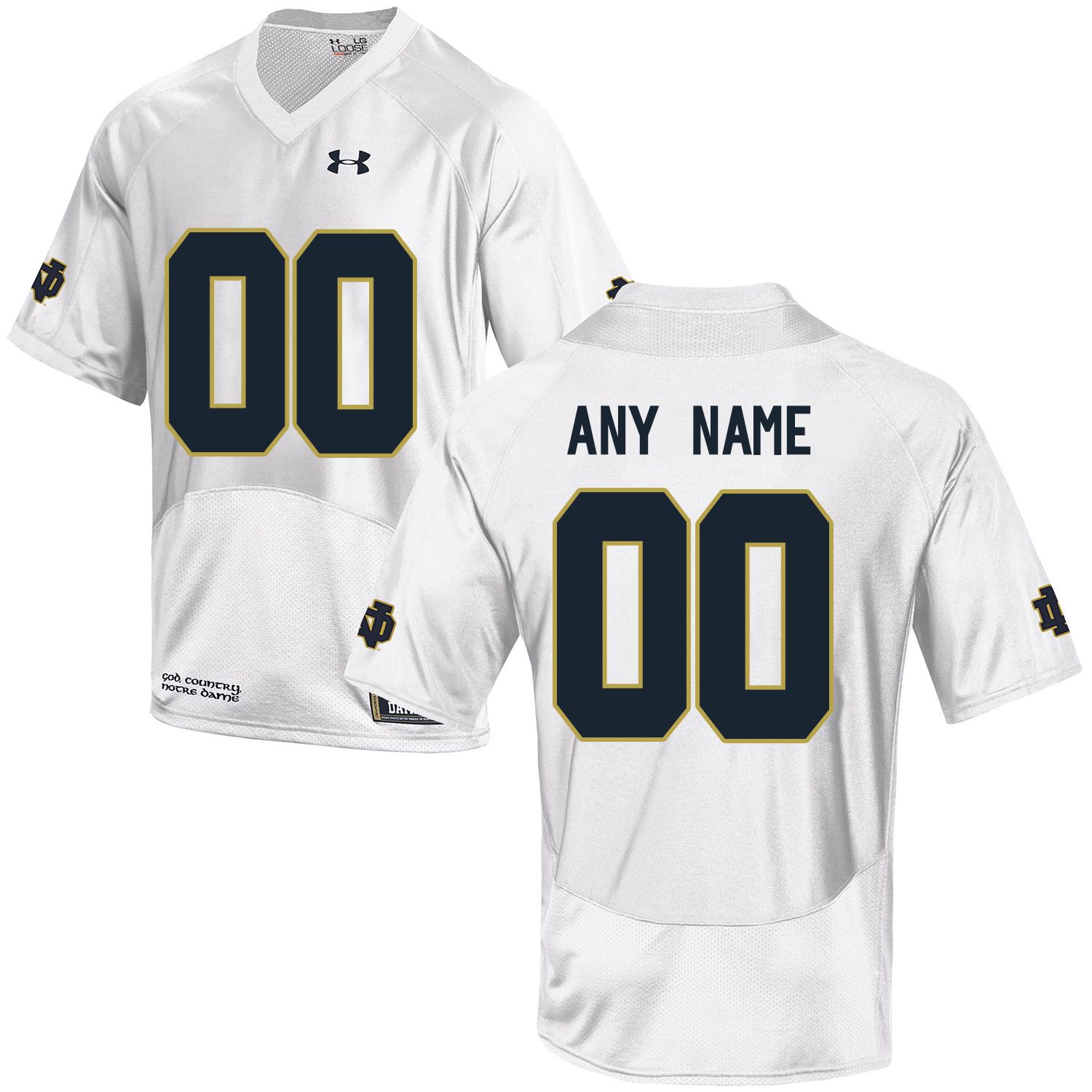 Men Norte Dame Fighting Irish #00 Any Name White Customized NCAA Jerseys